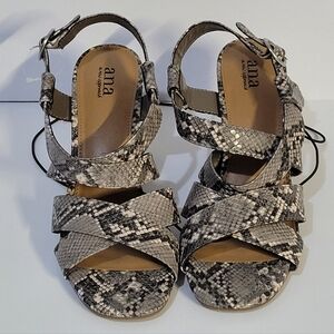 a.n.a Nadia Women's Snake Pattern Heeled Sandals